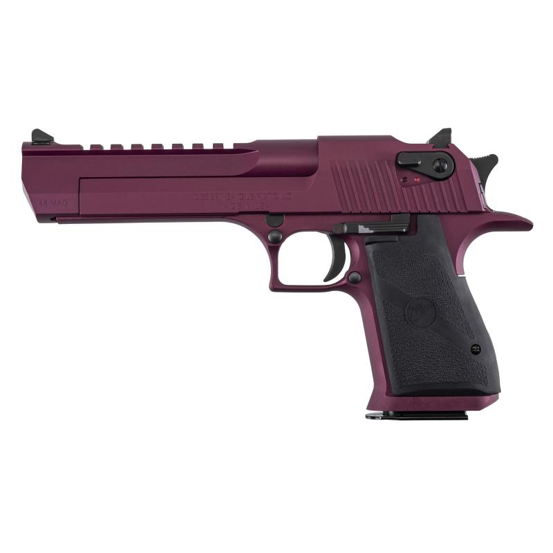 Desert Eagle, MK19, Single Action, Semi-automatic, Metal Frame Pistol, Full Size, 44 Magnum, 6" Barrel, Steel, Cerakote Finish, Black Cherry, Hogue Grips, Ambidextrous Thumb Safety, 8 Rounds, 1 Magazine, Ambidextrous DE44BKC