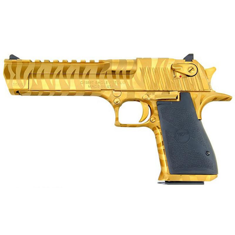 Desert Eagle Mark XIX Pistol .44 Magnum 6 Inch Barrel Titanium Gold With Tiger Strips 8 Round