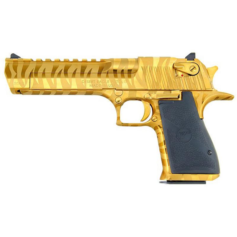 Desert Eagle Mark XIX Pistol .50 AE 6 Inch Barrel Titanium Gold With Tiger Strips 7 Round