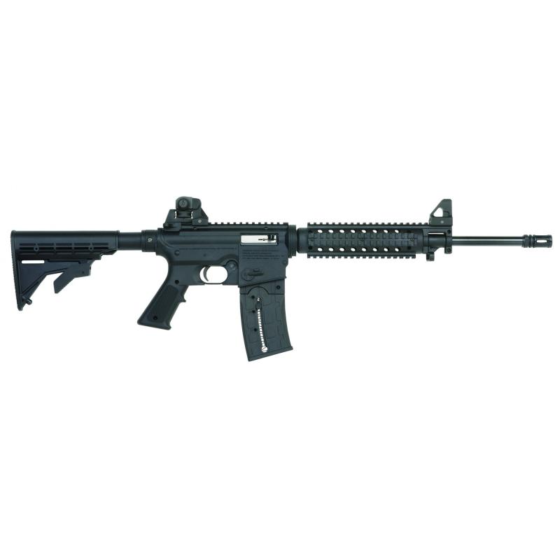 Model 715T Flat Top .22 Long Rifle 16.25 Inch Barrel Blue Finish Muzzle Brake Adjustable Sights Adjustable Synthetic Black Stock 25 Round Includes Magazine Loader