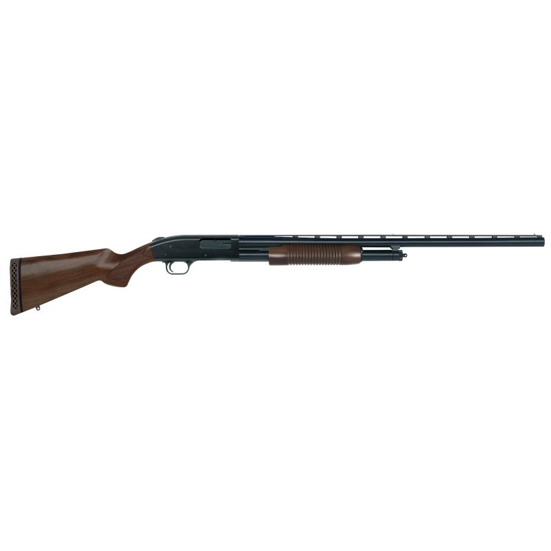 500, Retrograde, Pump Action, 12 Gauge, 3" Chamber, 28" Vent Ribbed Barrel, Matte Blue Finish, Walnut Stock and Forend, Dual Bead Sights, 5 Rounds 50430