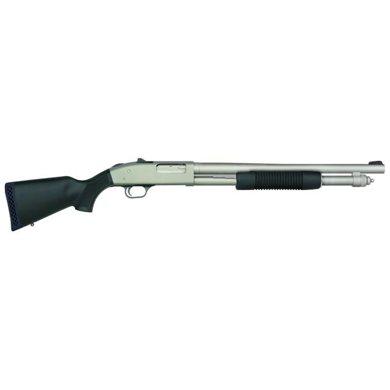 590A1, Pump Action Shotgun, 12 Gauge, 3" Chamber, 18.5" Barrel, Ghost Ring Sight, Black Synthetic Stock and Forend, Marinecote Finish, Silver, 6 Rounds 50793