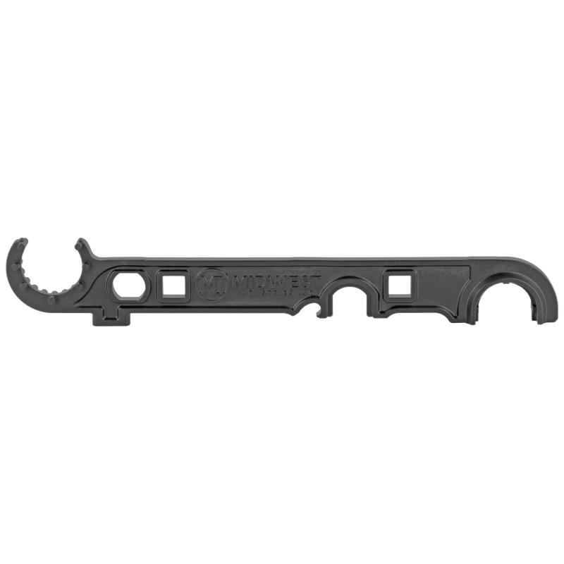 Armorer's Wrench, Fits AR-15 Rifles, Bottle Opener, 3/4" Wrench For A2 Muzzle Devices, Castle Nut Driver With 3 Notch Engagement, Small Hammer Head, Torque Specs Features On Wrench Handle, Constructed From 4140 Heat Treated Steel, Black Finish MI-ARAW