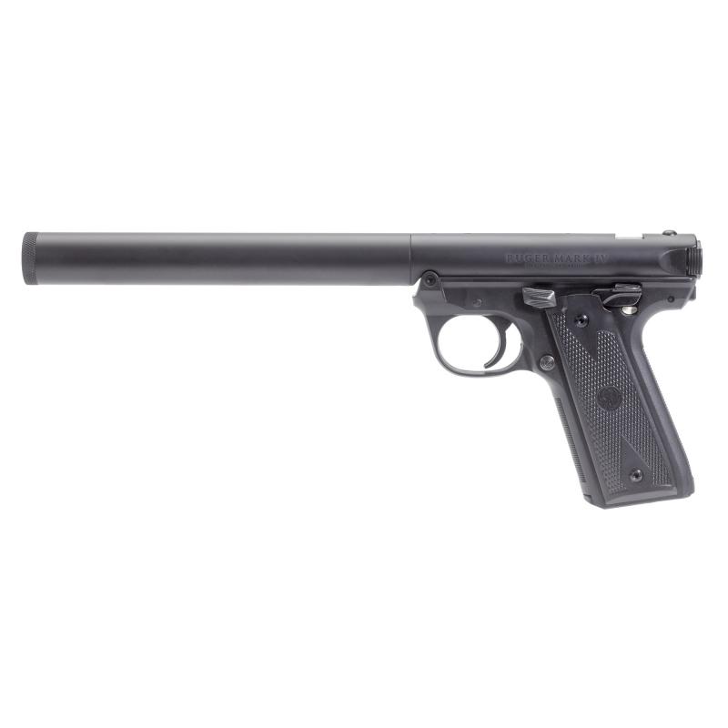 RUGER MKIV-SD Integrally Suppressed, Single Action, Semi-automatic, Metal Frame Pistol, Full Size, 22LR, 5.9" Barrel, Alloy, Blued Finish, Checkered Black Synthetic Grips, 10 Rounds, 1 Magazine MXM-48018