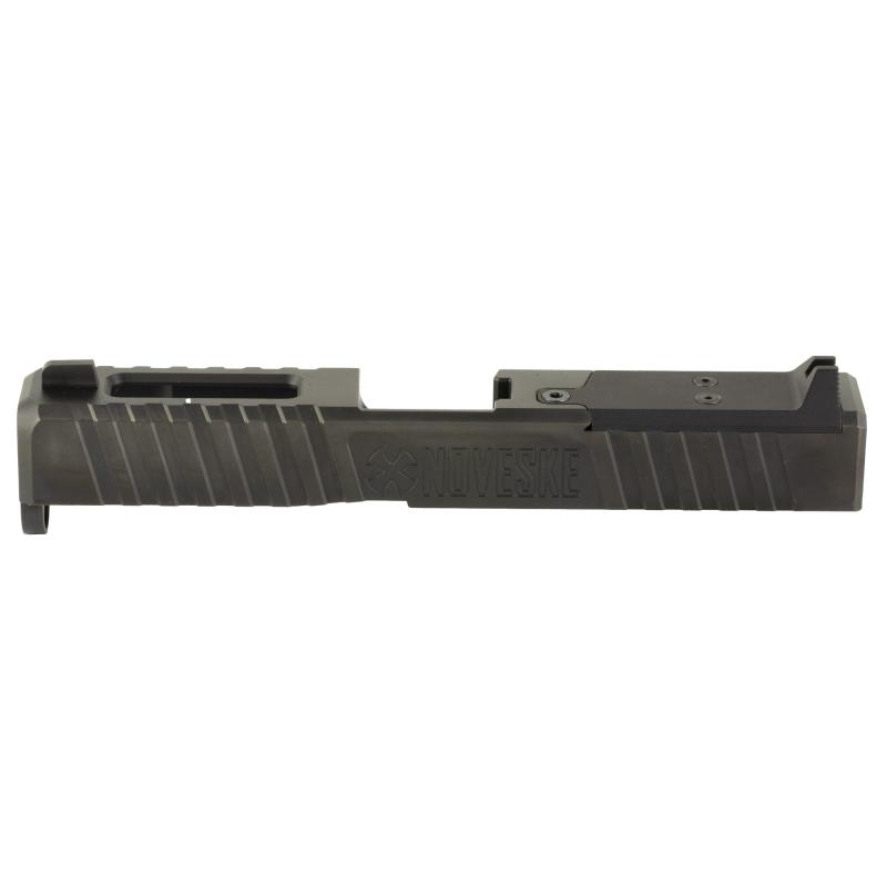 DM Slide, DLC Finish, Black, Direct Mount Optics Ready, For Glock 19 Gen 5, Includes Noveske End Plate, Cover Plate w/Rear Sight, Front Sight 03002520