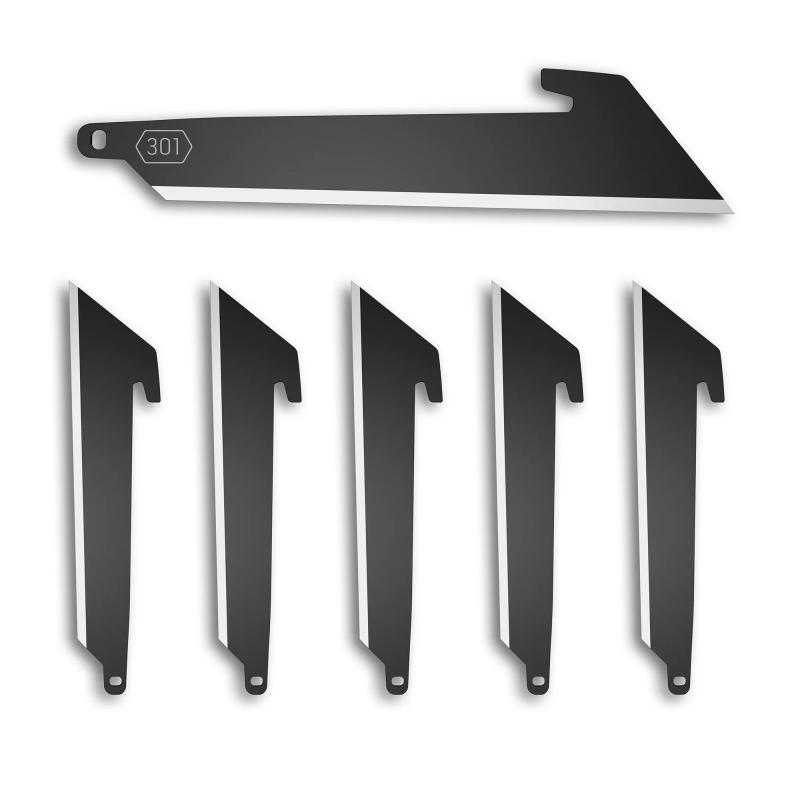 Utility Blade Pack, 3", Plain Edge, 420J2 Stainless Steel Construction, Black Oxide Finish, Black, Pack of 6 RRU30K-6C