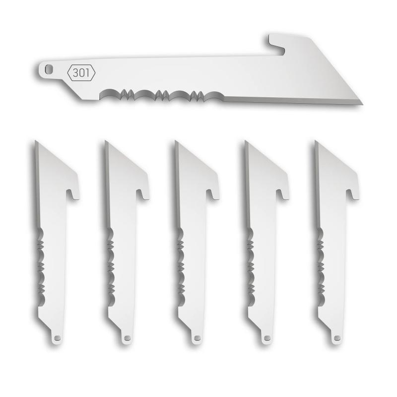 Utility Blade Pack, 3", Serrated Edge, 420J2 Stainless Steel Construction, Silver, Pack of 6 RRUS30-6C