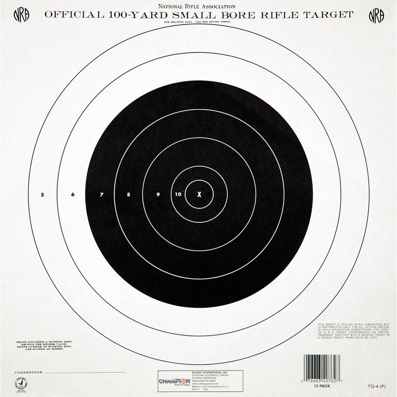 100 Yard Single Bullseye Paper Target 12 Per Pack