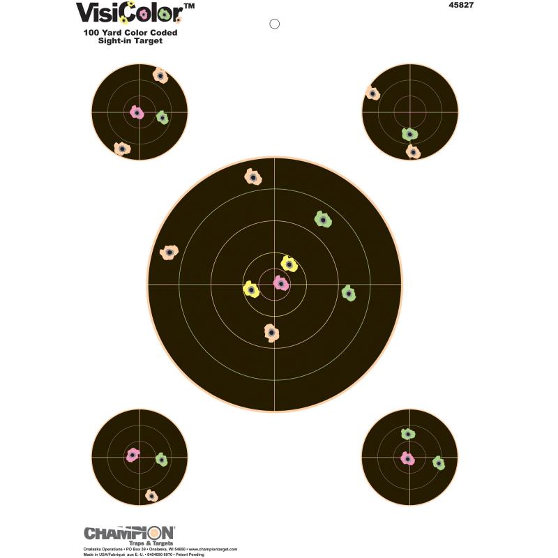 VisiColor Sight-In Target With 4 Extra Bullseyes Per Sheet 10 Per Pack