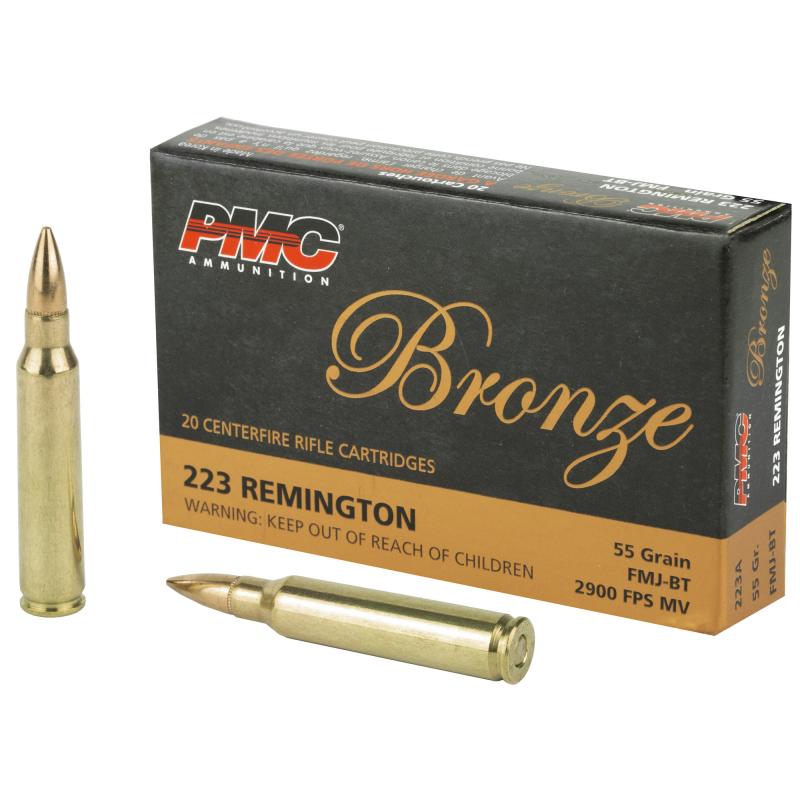PMC Bronze Line .223 Rem | 55 Grain Full Metal Jacket Boattail Box of 20 Rounds