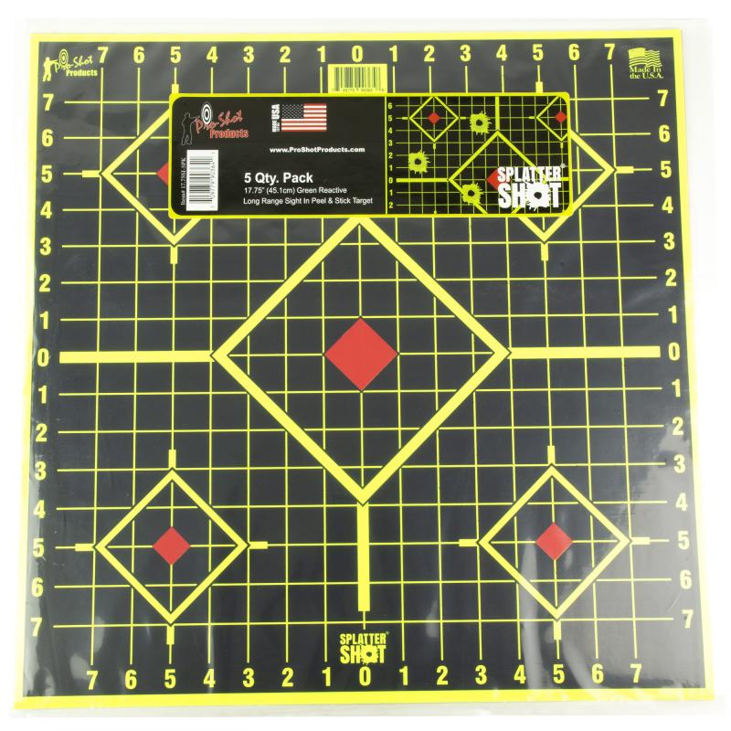 Splatter Shot Sight In, Long Range, 17.75"x17.75", 5 Pack, Green/Black 17.75SI-5PK