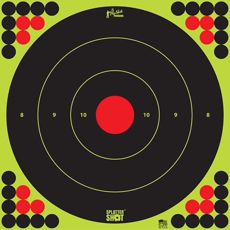 Splatter Shot, 17.5" Bullseye, Adhesive Target, 5 Pack, Black/Green LONG RANGE-17.25-5PK