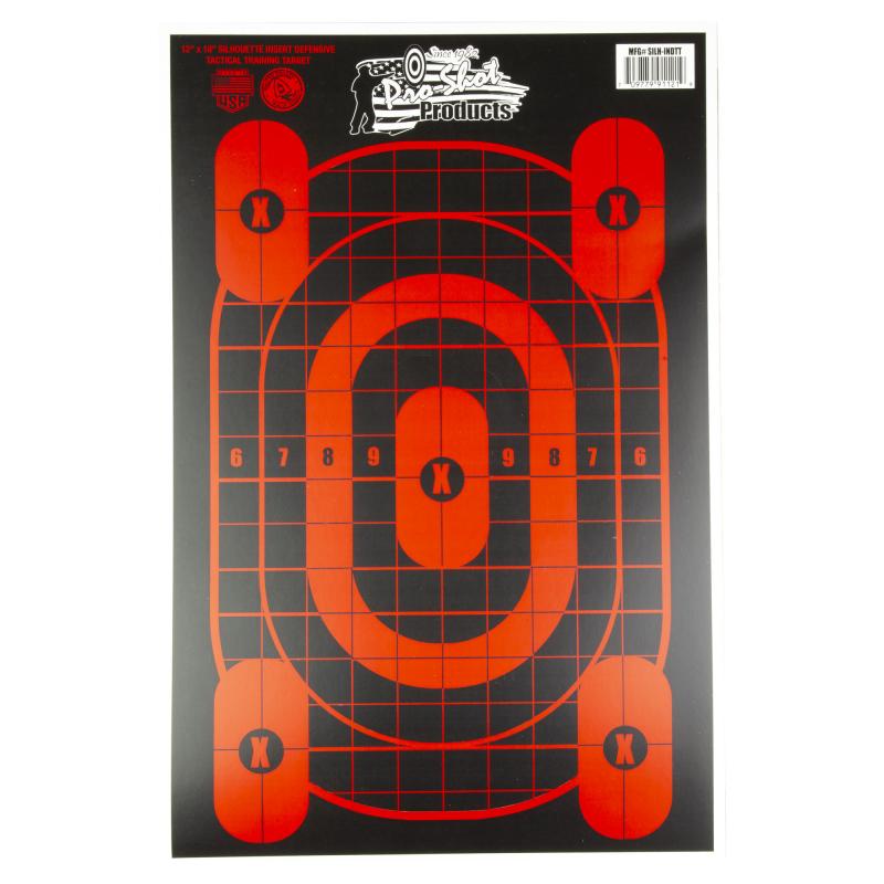 Silhouette Insert, Defensive Tactical Training Target, 12"X18", 4 Pack SILH-INDTT-4PK