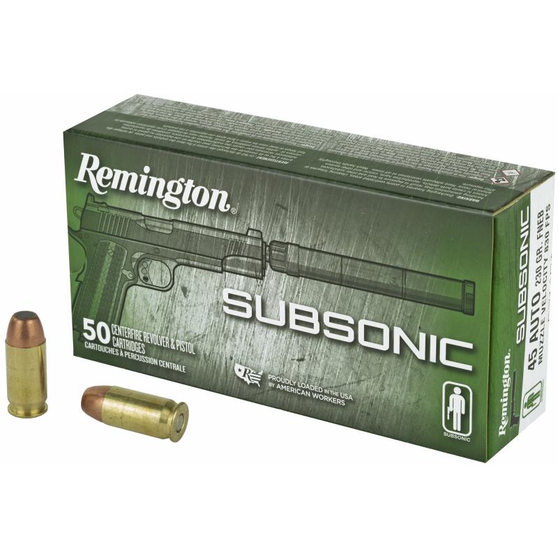 Subsonic, 45 ACP, 230 Grain, Flat Nose Enclosed Bullet, 50 Round Box 28428