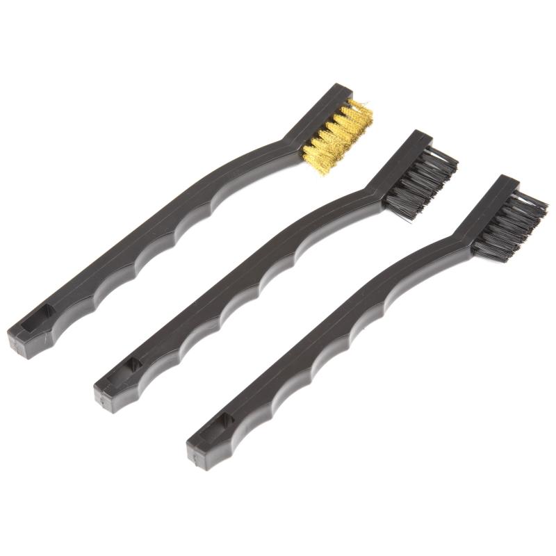 Brush Set, 3 Piece - (1) Bronze Bristle, (2) Nylon Bristle, Gray Plastic Handle R16249
