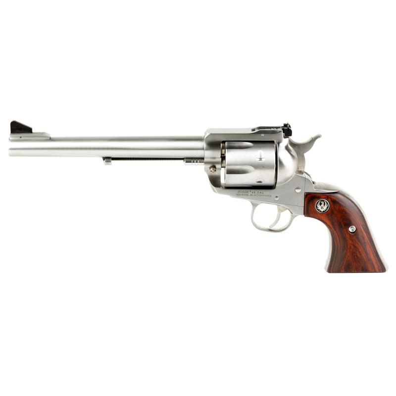 Blackhawk, Revolver, Single Action, 45 Long Colt, 7.5" Barrel, Stainless Steel Frame, Silver Color, Hardwood Grips, Adjustable Rear & Ramp Front Sights, 6Rd 00460