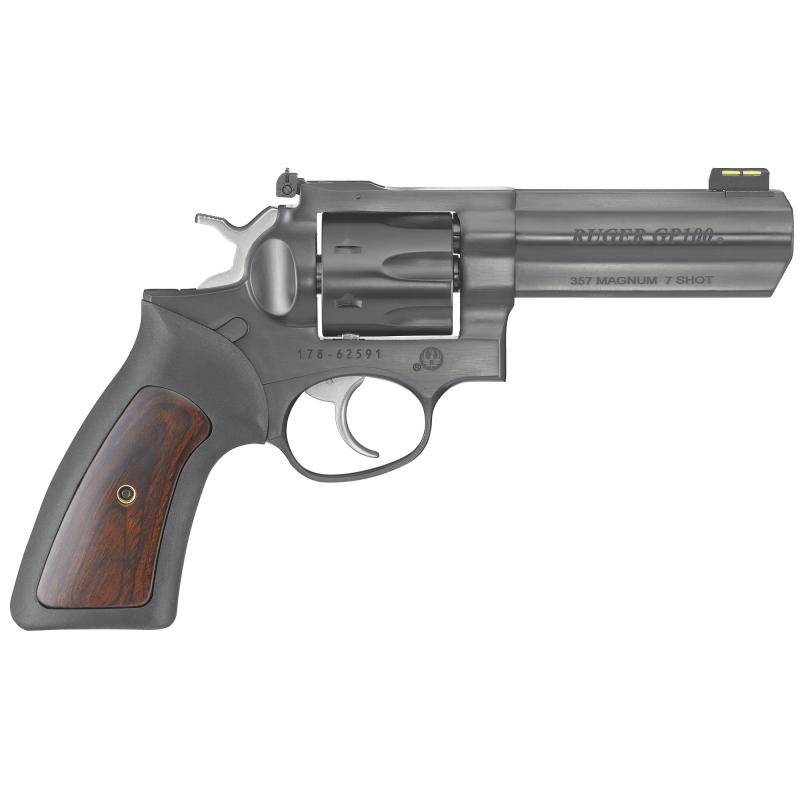 TALO GP100, Revolver, Double Action, 357 Magnum, 4.2" Barrel, Steel Frame, Blued Finish, Rubber Grip with Hardwood Insert, Adjustable Sights, 7Rd 1772