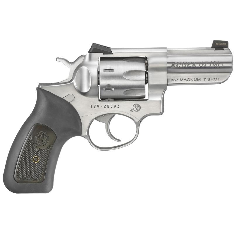 GP100, Wiley Clapp II, TALO, Revolver, Double Action, 357 Magnum, 3" Barrel, Stainles Steel, Compact Ribber Grips w/Fingerprint Wood Insert, Tritium Yellow Mega Dot Night Fision Front Sight w/ Low Mount Novak Rear Sight, Stainless Steel, 7Rd 01789