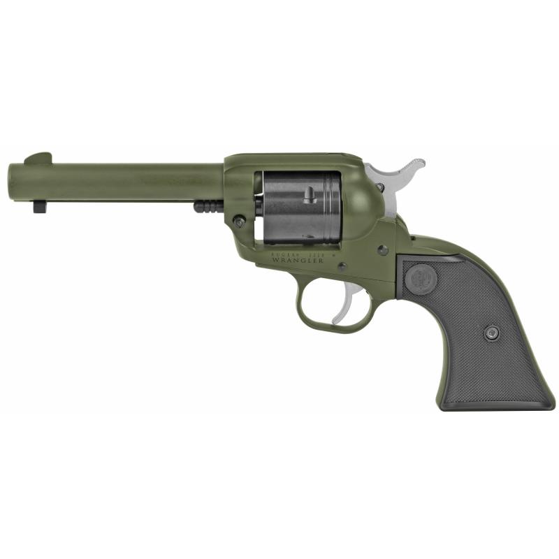 Wrangler, Revolver, Single Action Only, 22 LR, 4.6" Barrel, Aluminum Alloy Frame, OD Green Cerakote Finish with BLack Cylinder, Checkered Synthetic Grips, 6Rd, Weighs 30oz, Internal Notch Rear Sight/ Blade Front Sight, NOT AVAILABLE FOR TRANSFER IN MN