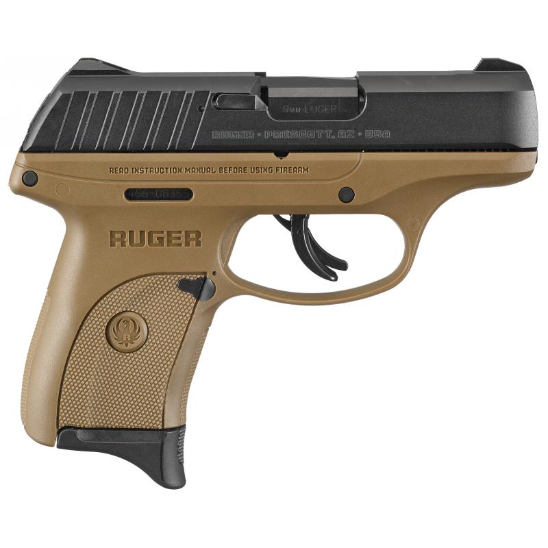EC9s, Semi-automatic, Striker Fired, Compact, 9MM,3.1" Barrel, FDE Nylon Frame, Black Oxide Finish, 7Rd, 1 Magazine, Thumb Safety, Fixed Sights Integrated into the Slide 3297