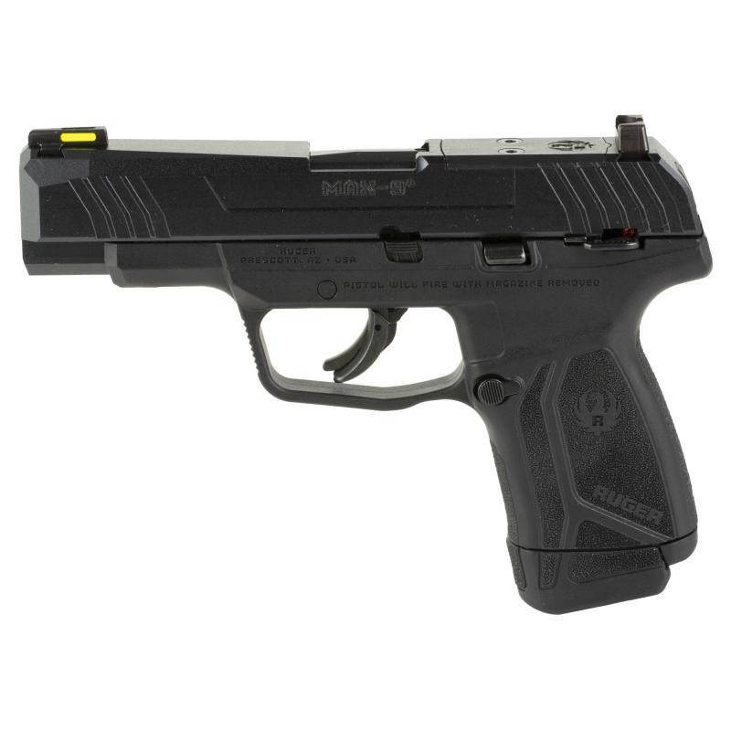 MAX-9, Striker Fired, Semi-automatic, Polymer Frame Pistol, Sub-Compact, 9MM, 4" Barrel, Black Oxide Finish, Front TFO Night Sight, Optics Ready, No Thumb Safety, 2 Magazines, (1)-12 Rounds and (1)-10 Rounds 03507