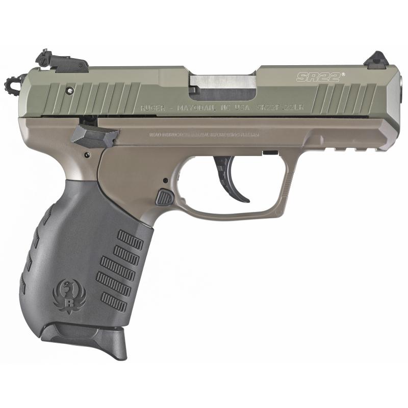 TALO SR22, Semi-automatic, 22LR, 3.5" Barrel, Polymer Frame, Elite Earth/Jungle Green Cerakote Finish, Ambidextrous Safety, Adjustable Rear Sight, 10Rd 03641