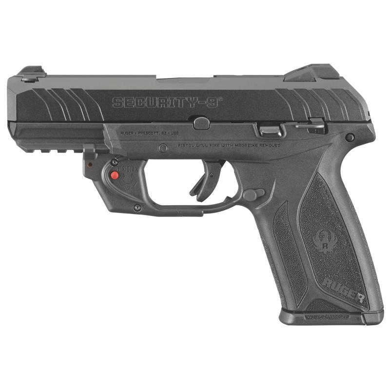 Security-9, Centerfire Pistol, 9MM, 4" Barrel, Glass Filled Nylon Frame, Blue Finish, 2-15Rd Magazines, Viridian Laser, 3 Dot Drift Adjustable Sights 03816