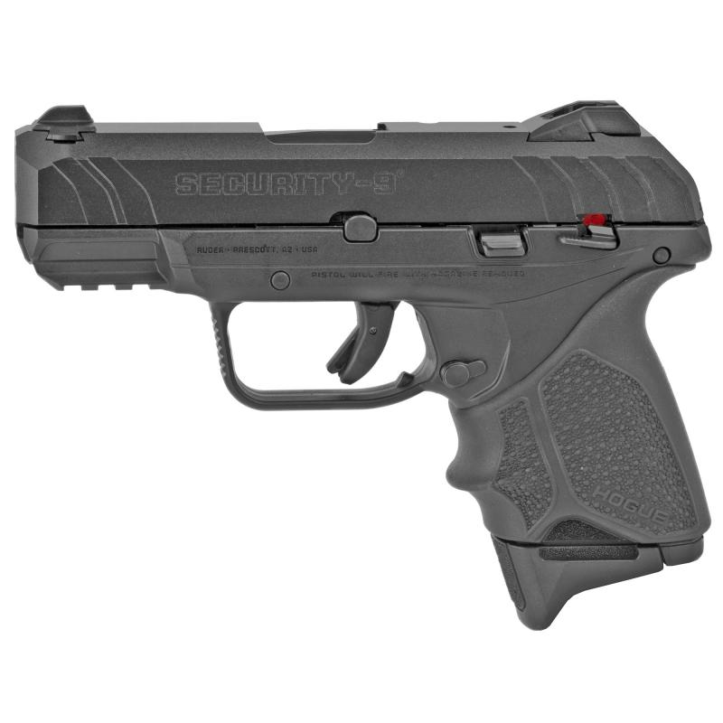 Security-9, Centerfire Pistol, 9MM, 3.42" Barrel, Glass Filled Nylon Frame, Blued Finish, 2-10Rd Magazines, Adjustable Rear Sight/Fixed Front Sight, Hogue Beavertail HandALL Grip Sleeve Included 3829