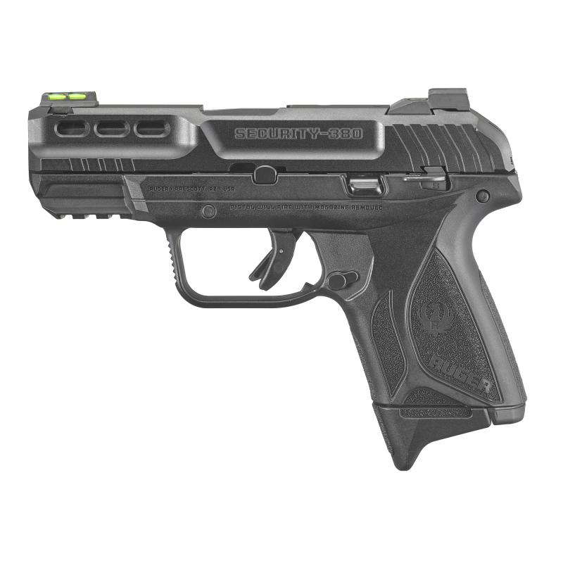 Security-380, Double Action, Semi-automatic, Polymer Frame Pistol, Compact, 380 ACP, 3.42" Barrel, Black Oxide Finish, Fiber Optic Front and Drift Adjustable Rear Sights, Manual Safety and Integrated Trigger Safety, 10 Rounds, 2 Magazines 03855