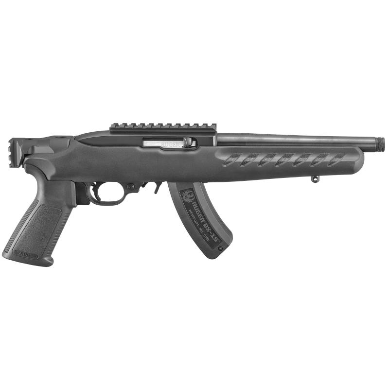 22 Charger w/ Railed Brace Mount, Rimfire Pistol | 22 LR, 8" 1/2-28 Threaded Barrel, Matte Black Finish, A2-Style Grip, Black Polymer Stock, Picatinny Top Rail Installed, 15Rd, Includes Adjustable Bipod 04938