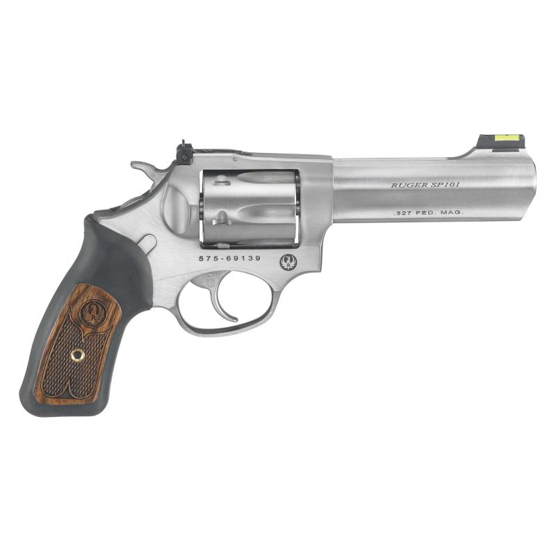 SP101 .327 Federal 4.2 Inch Barrel Satin Stainless Finish Adjustable Rear Sight Fiber Optic Front Sight 6 Round