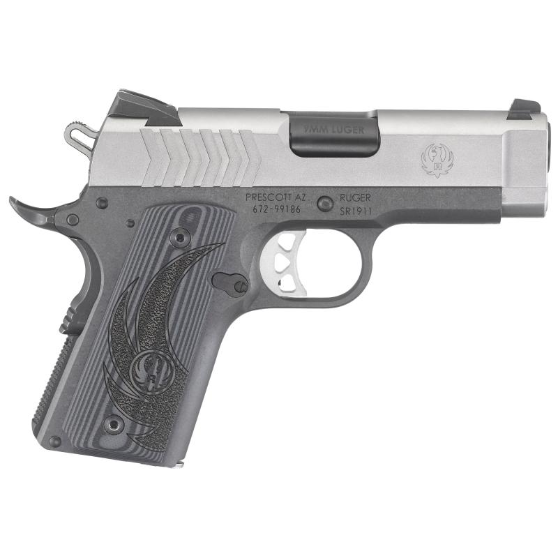 Model SR1911 Officer 9mm 3.6 Inch Barrel Stainless Steel Novak Sights G-10 10 Round