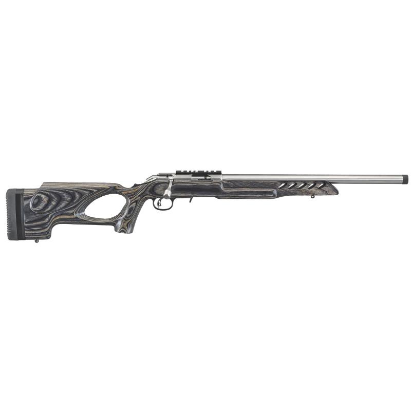 American Rimfire Target| Bolt-Action Rifle, 22 LR, 18" Threaded Barrel, 1/2x28 Thread Pitch, Satin Stainless Steel Finish, Black Laminated Thumbhole Stock, Factory-Installed One-Piece Scope Base, 10Rd 8366