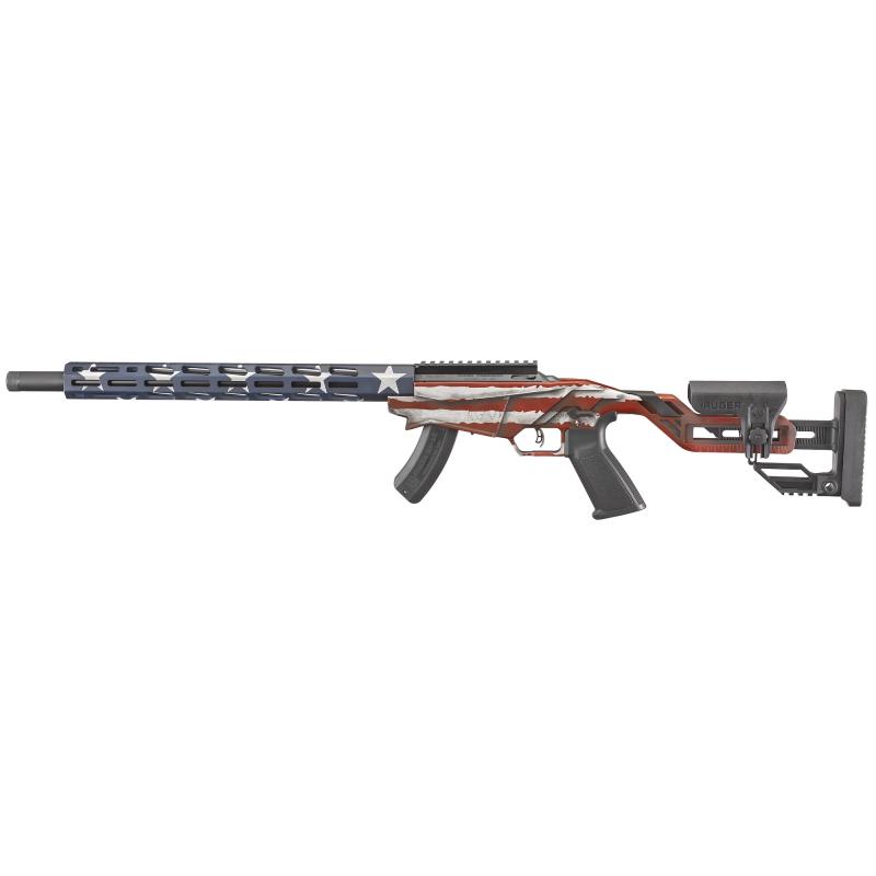 Precision Rifle, Bolt Action Rifle| 22 LR, 18" Cold Hammer Forged Barrel, 1:16 Twist, American Flag Cerakote Finish, Adjustable Stock, Right Hand, 1 Mag, 15Rd, MLOK Handguard, Weighs 6.8lb 8422