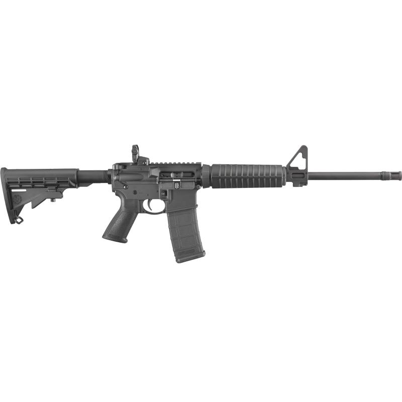 AR-556 Autoloading Rifle  |5.56 NATO 16.1 Inch Barrel Adjustable Ruger Rapid Deploy Rear Sight Adjustable Post Front Sight Collapsible Black Synthetic Stock 30 Round