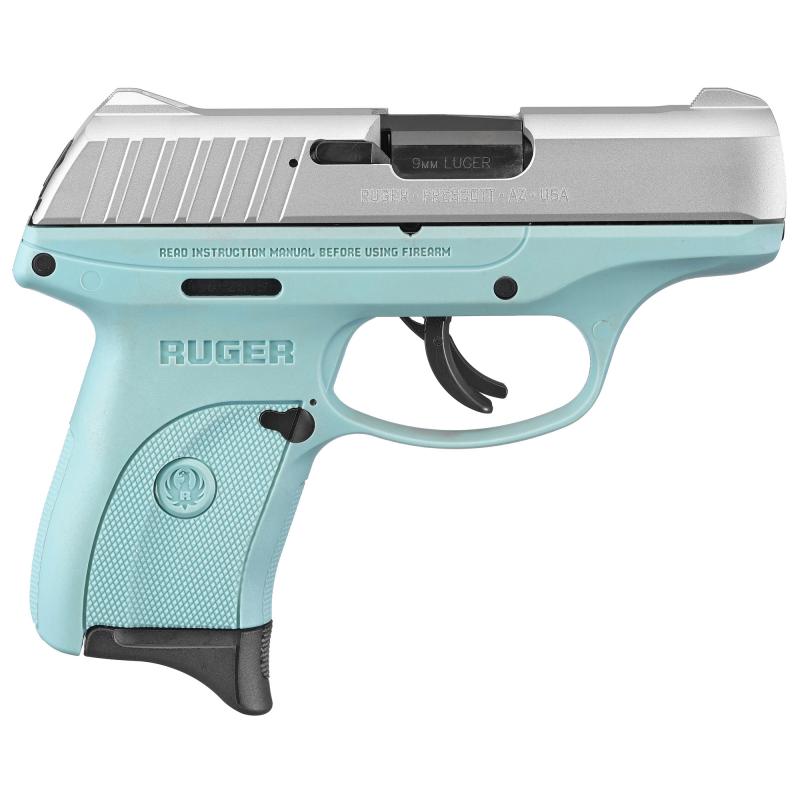 EC9s, Semi-automatic, Striker Fired, Compact, 9MM,3.1" Barrel, Turquoise Nylon Frame, Aluminum Cerakote Finish, 7Rd, 1 Magazine, Thumb Safety, Fixed Sights Integrated into the Slide 13200