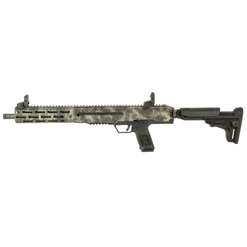 LC Carbine, Frazzled, TALO Exclusive, Semi-automatic Rifle, 45 ACP, 16.25" Barrel, Threaded .578X28, Ruger Radial Port Muzzle Brake, Anodized Finish, Frazzled Silver, M-LOK Handguard, Magpul MOE SL Stock, Front/Rear Ruger Rapid Deploy Sights, 13 Rounds,