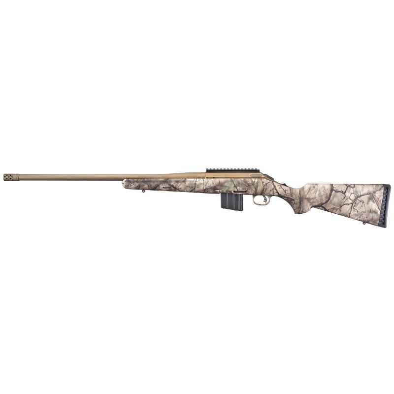 American, Bolt Action Rifle, 350 Legend, 22" Cold Hammer Forged Barrel, 1/2X28 Threads, 1:16 Twist, Bronze Cerakote Finish, Go Wild Camo Synthetic Stock, Right Hand, 1 Mag, 5Rd, Weighs 6.8lbs 26986