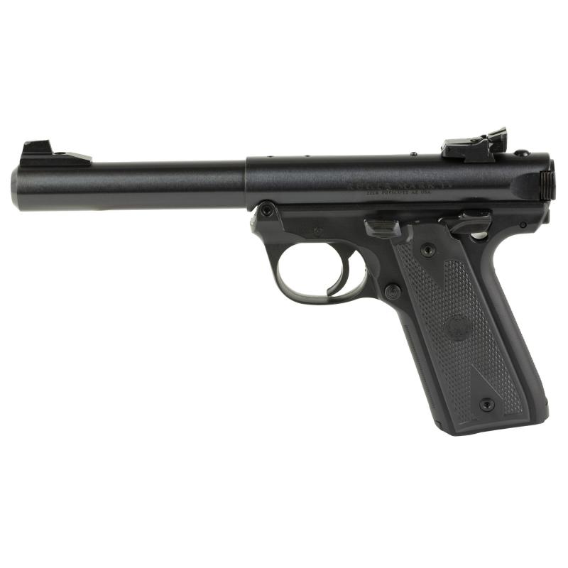 Mark IV 22/45, Single Action, Semi-automatic, Polymer Frame Pistol, Full Size, 22LR, 5.5" Barrel, Bull Barrel, Blued Finish, Checkered Synthetic Grips, Adjustable Rear Sight, 10 Rounds, 2 Magazines, CA Compliant 40187