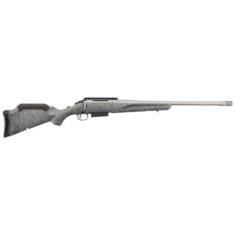 American Generation II, Bolt Action Rifle, 350 Legend, 20" Spiral Fluted Barrel, 1:16 Twist, Threaded 1/2"-28, Muzzle Brake, Cerakote Finish, Gunmetal, Gray Splatter Synthetic Stock, Manual Safety, Picatinny Rail, 5 Rounds, 1 Magazine 46906