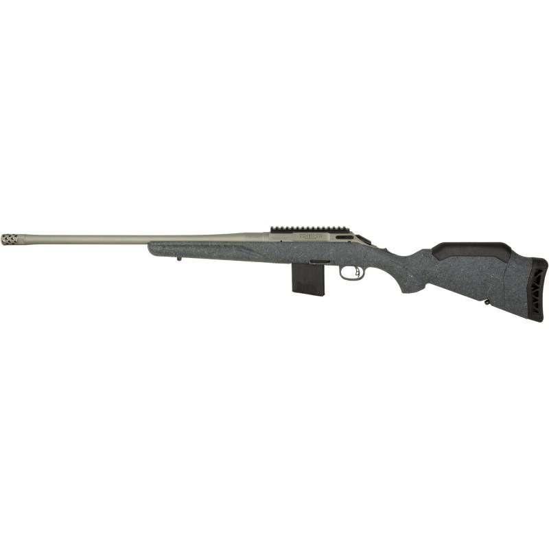 American Generation II, Bolt Action Rifle, 400 Legend, 20" Spiral Fluted Barrel, 1:16 Twist, Threaded 11/16"-24, Muzzle Brake, Cerakote Finish, Gunmetal , Gray Splatter Synthetic Stock, Manual Safety, Picatinny Rail, 5 Rounds, 1 Magazine 46907