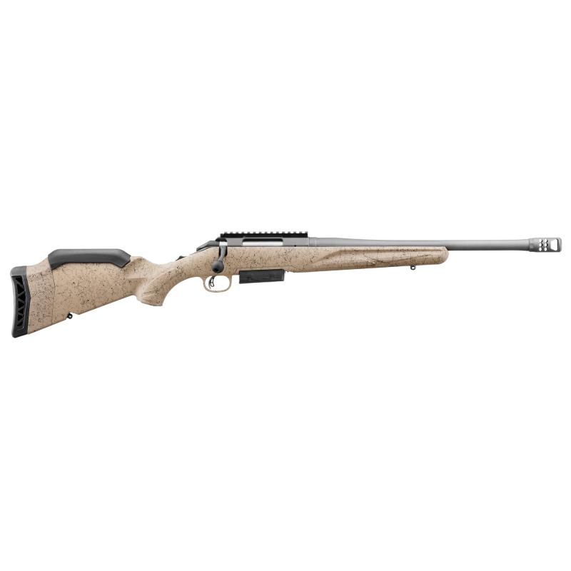 American Rifle Ranch, Generataion II, Bolt Action Rifle, 450 Bushmaster, 16.4" Barrel, 1:9.5 Twist, Threaded 5/8x24, Muzzle Brake, Cerakote Finish, Cobalt, Flat Dark Earth Splatter Synthetic Stock, Manual Safety, Picatinny Rail, 3 Rounds, 1 Magazine 4692