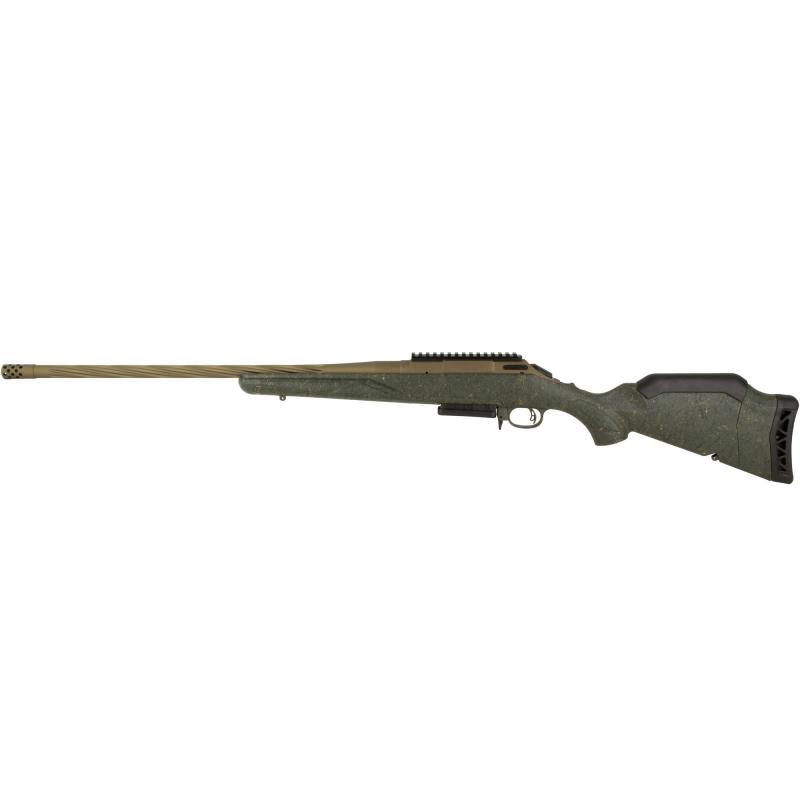 American Generation II, Predator, Bolt Action Rifle, 7MM-08 Remington, 22" Spiral Fluted Barrel, 1:8.5 Twist, Threaded 5/8x24, Muzzle Brake, Cerakote Finish, Burnt Bronze, Green Splatter Synthetic Stock, Manual Safety, Picatinny Rail, 3 Rounds, 1 Magazin