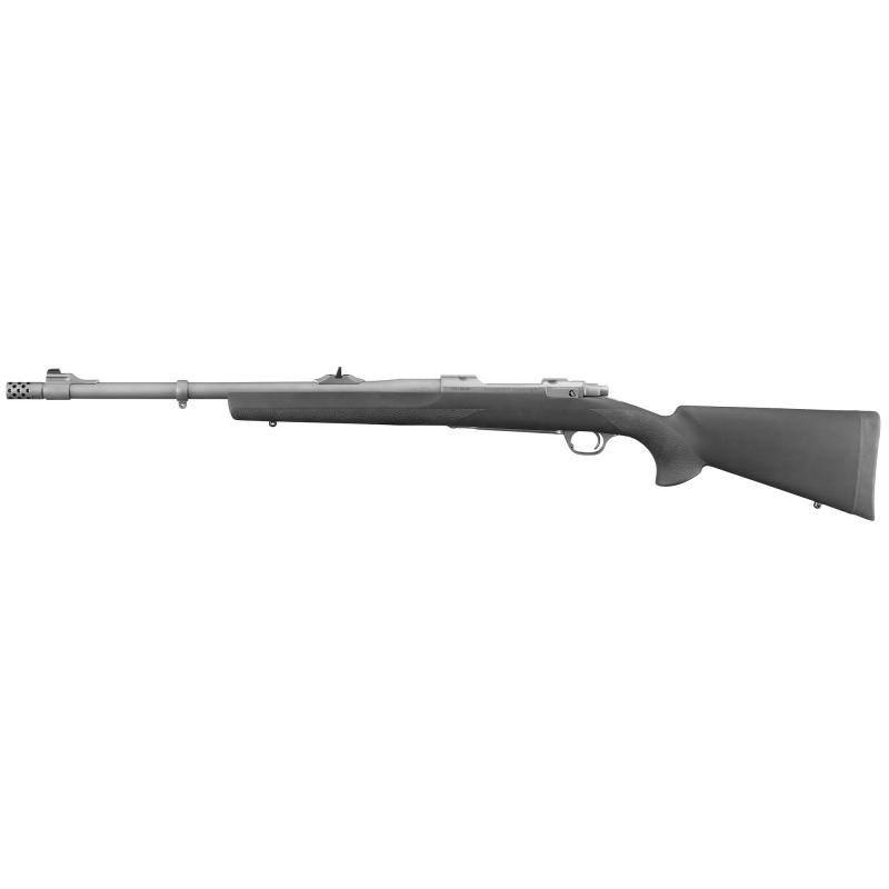 Hawkeye Alaskan, Bolt-Action Rifle, 338 Winchester Magnum, 20" Cold Hammer Forged Barrel, Hawkeye Matte Black Finish, Stainless Steel, Hogue OverMolded Stock, Adjustable Rear & Bead Front Sight, 3Rd, Includes Scope Rings, Muzzle Brake 57101