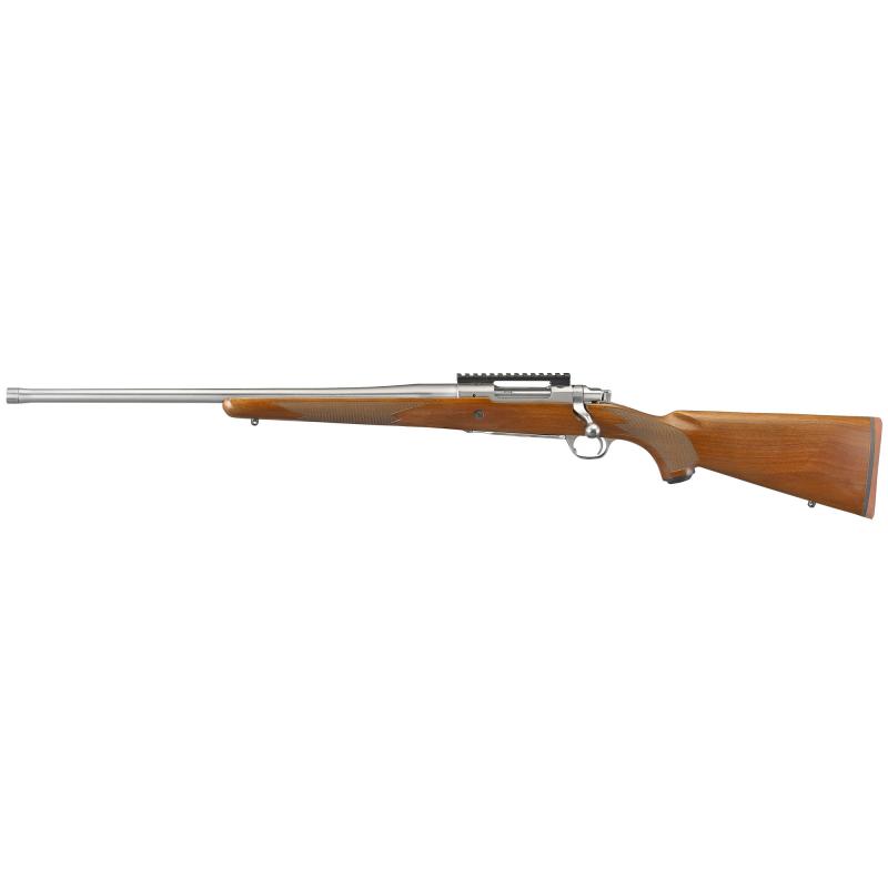 Hawkeye Hunter, Bolt Action Rifle, 6.5 Creedmoor, 22" Free Floated Cold Hammer Forged Barrel, 5/8X24 Threads, Satin Stainless Finish, Walnut Stock, Left Hand, LC6 Trigger, 4Rd 57120