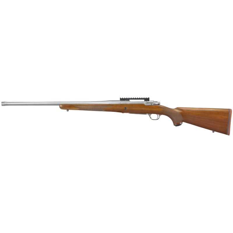Hawkeye Hunter, Bolt Action Rifle, 204 Ruger, 24" Free Floated Cold Hammer Forged Barrel, 1/2X28 Threads, Satin Stainless Finish, Walnut Stock, Right Hand, LC6 Trigger, 5Rd 57125