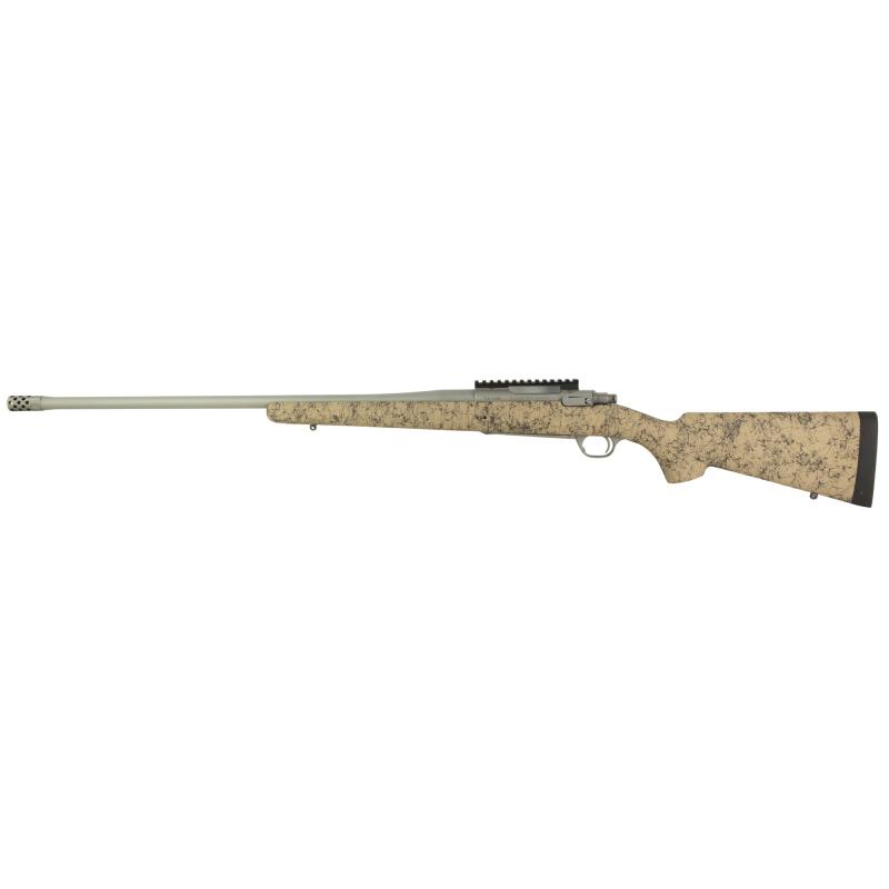 Hawkeye, FTW Hunter, Bolt Action Rifle, 6.5 Creedmoor, 24" Cold Hammer Forged Barrel, Threaded 5/8x24, Ruger Muzzle Brake System, Matte Stainless Finish, Silver, LC6 Trigger, 20 MOA Picatinny Rail, Pro Series HS Precision Tan/Black Synthetic Speckled Sto