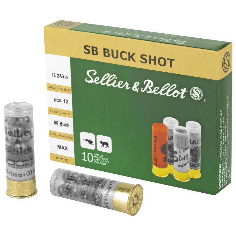 Shotshell, 12 Gauge, 2.75", 00 Buck, 12 Pellets SB12BSE