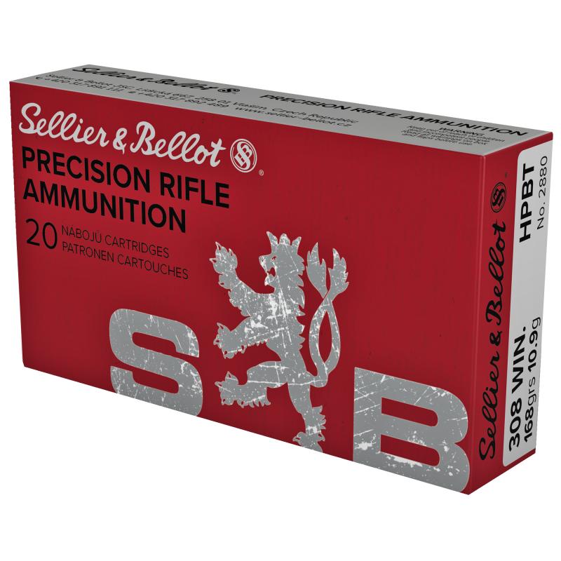 Precision Rifle Ammo, 308 Winchester, 168Gr, Boat Tail Hollow Point, 20 Round Box SB308G