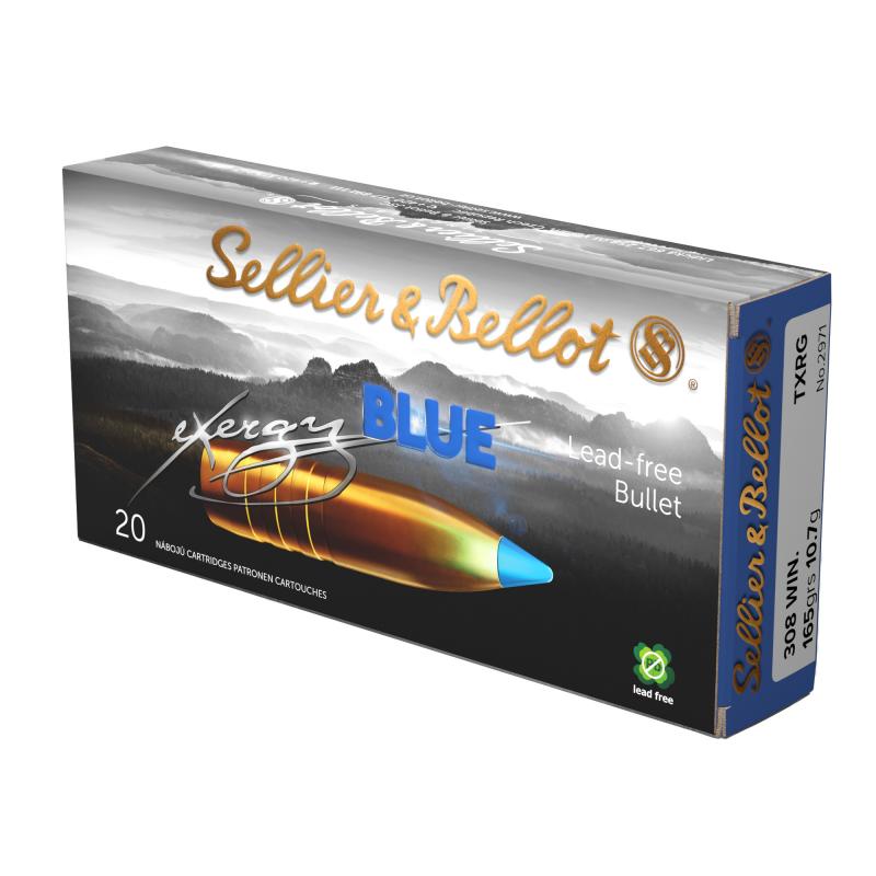Exergy Blue Bullet, Rifle Ammunition, 308 Winchester, 165 Grains, Lead Free Tipped Boat Tail, 20 Rounds per Box, 240 Rounds per Case SB308XA